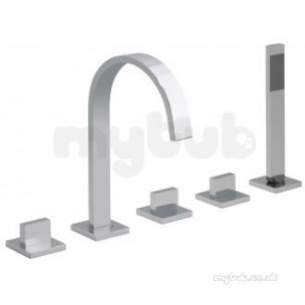 Vado Brassware -  5 Hole Bath Shower Mixer Deck Mounted Geo-135-3/4-c/p