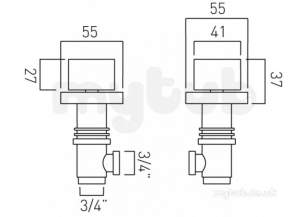 Vado Brassware -  Vado Geo Pair Of Valves Deck Mounted