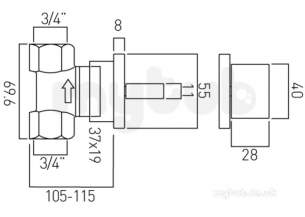 Vado Brassware -  Geo Single Wall Mountd Stop Valve 3/4in
