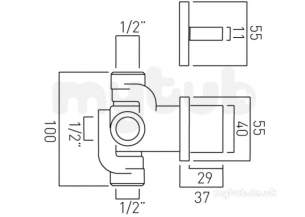 Vado Brassware -  Geo Concealed 2 Way Diverter Valve W/mtd