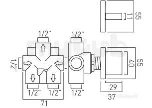 Vado Brassware -  Geo Concealed 3 Way Diverter Valve W/mtd