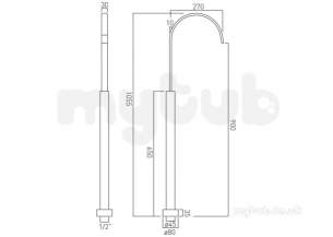 Vado Brassware -  Vado Bath Spout Floor Mounted Geo-floorspout-c/p