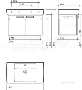 Twyford Galerie Plan Furniture -  Galerie 850 Furniture Unit Red Gl0300rd