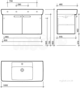 Twyford Galerie Plan Furniture -  Galerie 1000 Furniture Unit White Gl0400wh