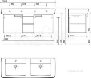 Twyford Galerie Plan Furniture -  Galerie 1300 Furniture Unit Red Gl0500rd