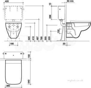 Twyford Mid Market Ware -  Galerie Plan Wall Hung Toilet Pan Gl1738wh