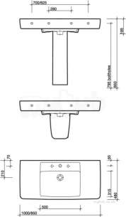 Twyford Mid Market Ware -  Galerie Plan Washbasin 1000x480 1 Tap Gl4341wh