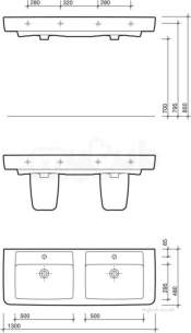 Twyford Galerie Plan Furniture -  Galerie Plan Double Basin 1300x480 1 Tap Gl4361wh