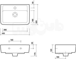 Twyford Mid Market Ware -  Galerie Plan 450x320 Basin 1 Tap Gl4851wh