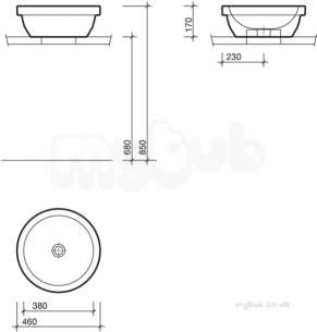 Twyford Visit Sanitaryware -  Visit 460x460 Lay On Basin Round No Tap Gt4740wh