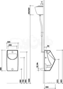 Twyfords Commercial Sanitaryware -  Galerie Plan Urinal 325x580x300 Back Inlet Including Fixings Vc7030wh
