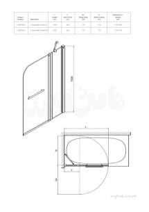 Twyford Geo6 and Hydr8 Enclosures -  Geo6 2 Part Bath Screen Left Hand G68978cp Special