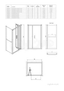 Twyford Geo6 and Hydr8 Enclosures -  Hydr8 Infold Shower Door 900mm H85900cp