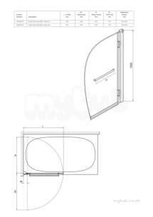 Twyford Geo6 and Hydr8 Enclosures -  Hydr8 Sail Panel Bath Screen Left Hand H84968cp