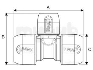 Hep2O Underfloor Heating Pipe and Fittings -  Hep2o Hd13 Rb Tee 28x28x15 Hd13a/28w