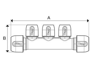 Hep2O Underfloor Heating Pipe and Fittings -  Hep2o 3 Port Manifold 22x15 Pf/sp Hx89/22w