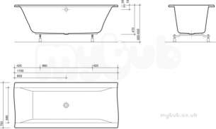 Twyfords Acrylic Baths -  Indulgence 1700x750 Bath No Tap Id8500wh