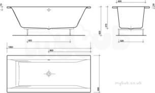 Twyfords Acrylic Baths -  Indulgence 1800x800 Bath No Tap Id8600wh