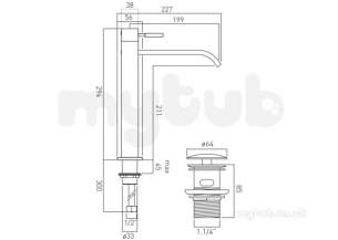Vado Brassware -  Extended Mono Basin Mixer Single Lever Deck