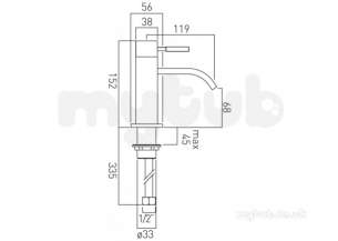 Vado Brassware -  Mono Basin Mixer Single Lever Deck Mnted Ins-100/sb-c/p