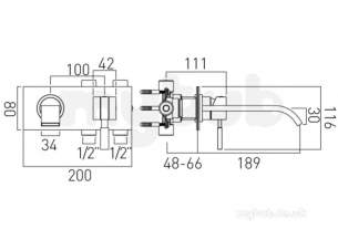 Vado Brassware -  Basin Mixer Single Lever Wall Mounted