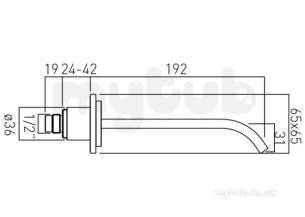 Vado Brassware -  Vado Bath Spout Wall Mounted Ins-140-c/p