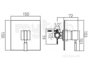 Vado Brassware -  Instinct Conc Shower Valve Singl Lever W/m