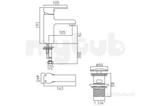 Vado Brassware -  Mono Basin Mixer Single Lever Deck Mount Ion-100/cc-c/p