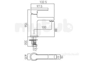 Vado Brassware -  Ion Mini Mono Basin Mixer Single Levr Deck Mtd