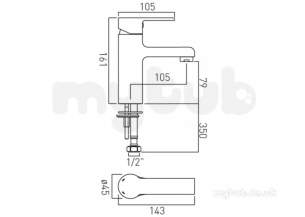 Vado Brassware -  Mono Basin Mixer Single Lever Deck Mount Ion-100/sb-c/p