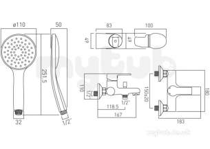 Vado Brassware -  Exposed Bath/shower Mixer Single Lever W/m With