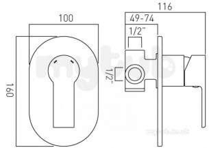 Vado Brassware -  Ion Conc Shower Valve Single Lever W/mtd