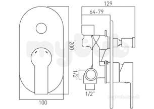 Vado Brassware -  Ion Conc Shower Valve Plus Diverter Single Lvr W/m