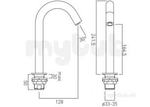 Vado Brassware -  Infra-red Spout Deck Mounted Mains Or