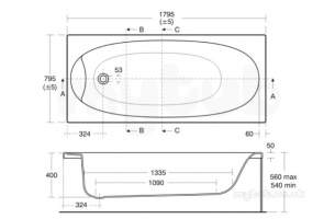 Ideal Standard Acrylic Baths -  Ideal Standard Lido E4911 1800 X 800 If Plus No Tap Holes Bath White