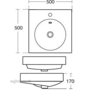 Ideal Standard Sottini Ware -  Ideal Standard Lagaro Basin 50 X 50 White One Tap Hole Square J440401