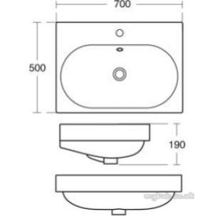 Ideal Standard Sottini Ware -  Ideal Standard Lagaro Basin 70 X 50 White One Tap Hole Rectangular J440501