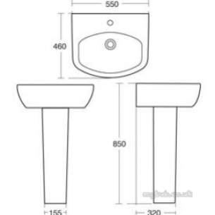 Ideal Standard Sottini Ware -  Ideal Standard Celano Basin 55x46 White 1th J452501