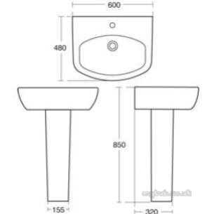 Ideal Standard Sottini Ware -  Ideal Standard Celano Basin 60 X 48 White 1th J452601
