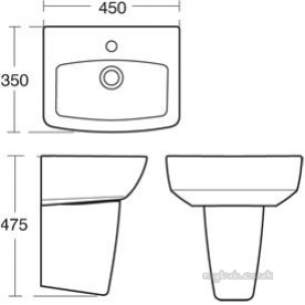 Ideal Standard Sottini Ware -  Ideal Standard Celano H/r Basin 45x35 White 1th