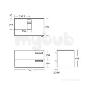 Ideal Jasper Morrison Strada Soft Mood Furniture -  Ideal Standard Strada 700 Basin Unit 2 Draw And Wtop Gls Wh K2724wg