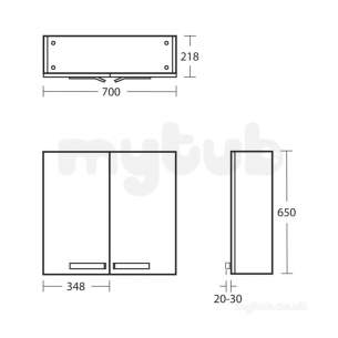 Ideal Jasper Morrison Strada Soft Mood Furniture -  Ideal Standard Strada 700 Wall Unit 2 Door Gls Wh K2725wg