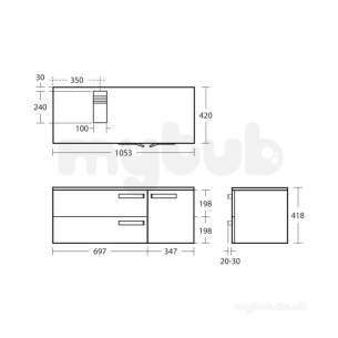 Ideal Jasper Morrison Strada Soft Mood Furniture -  Ideal Standard Strada 1050 Combi 2dwrandrh Dr And Wt Gls Wh K2728wg