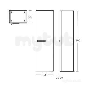 Ideal Jasper Morrison Strada Soft Mood Furniture -  Ideal Standard Strada 400 Tall Unit Right Hand Door Gls Wh K2733wg