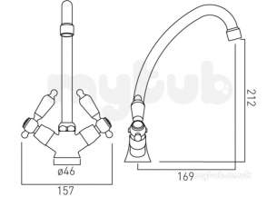 Vado Brassware -  Kensington Mono Sink Mixer Deck Mounted Plus