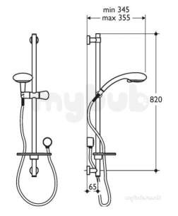 Ideal Standard Showers -  Ideal Standard Moonshadow L7061aa Single Conection 3 Features Shower Kit Chrome Plated