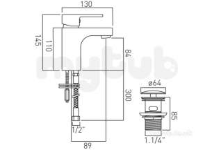 Vado Brassware -  Mono Basin Mixer Single Lever Deck Mtd Lif-100/cc-c/p