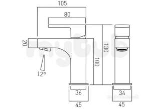 Vado Brassware -  Mini Mono Basin Mixer Single Lever Deck Mtd Lif-100m/sb-c/p