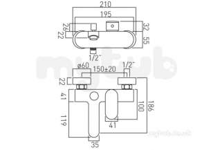 Vado Brassware -  Expd Bath/shower Mixer Single Lvr W/m W/o Shower Kit