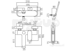 Vado Brassware -  Expd Bath/shower Mixer Singl Lever W/m Plus Shower Kit
